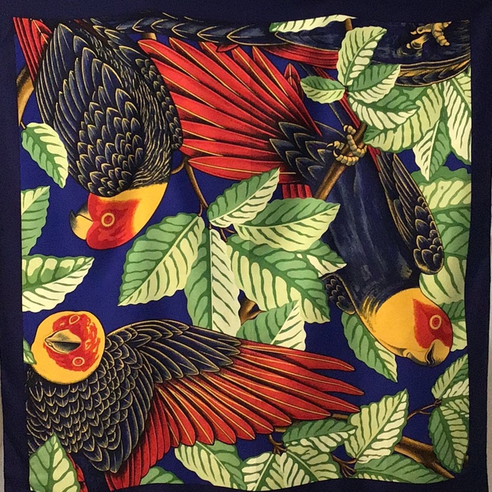 Hermès Les Perroquets Parrots Silk Scarf